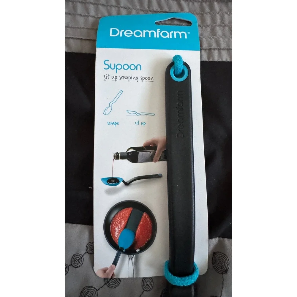 DREAMFARM Supoon SitUp Scraping Spoon Blue Silicone Measuring KitchenUtensil NEW